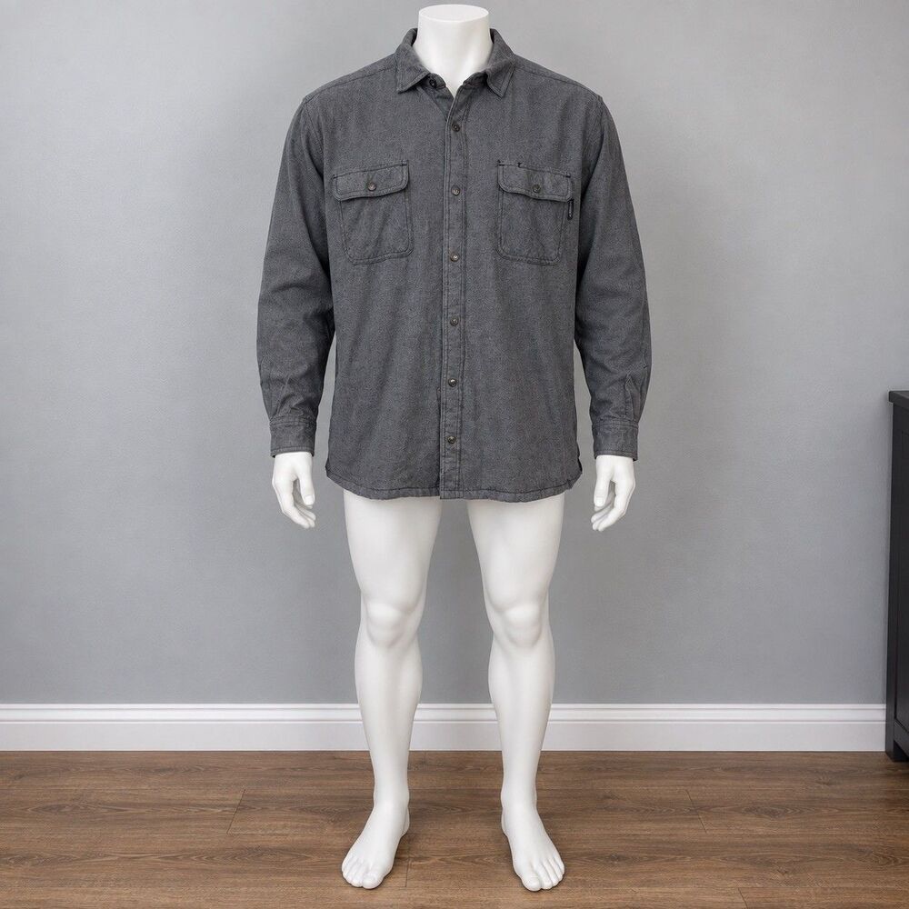 Wolverine Men XXL Gray Quilted Lined Shirt Jacket Workwear Chore Shacket Cotton